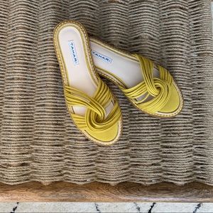 NWOT.  Tahari suede yellow slide sandal